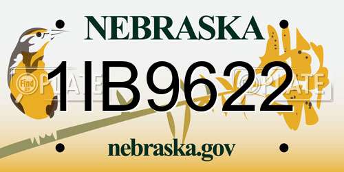 1IB9622 Nebraska License Plate