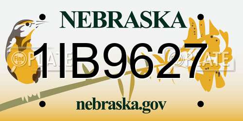 1IB9627 Nebraska License Plate