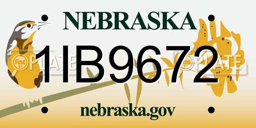 1IB9672 Nebraska License Plate