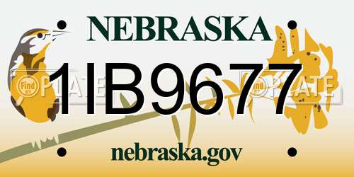 1IB9677 Nebraska License Plate
