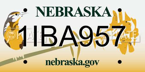 1IBA957 Nebraska License Plate