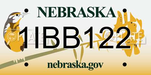 1IBB122 Nebraska License Plate