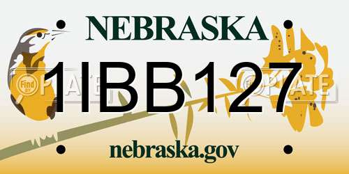 1IBB127 Nebraska License Plate