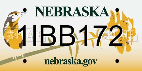 1IBB172 Nebraska License Plate