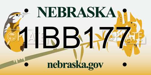 1IBB177 Nebraska License Plate