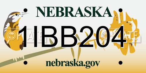 1IBB204 Nebraska License Plate
