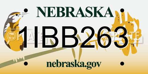 1IBB263 Nebraska License Plate