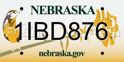 1IBD876 Nebraska License Plate