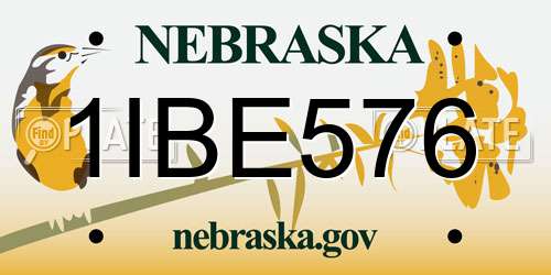 1IBE576 Nebraska License Plate