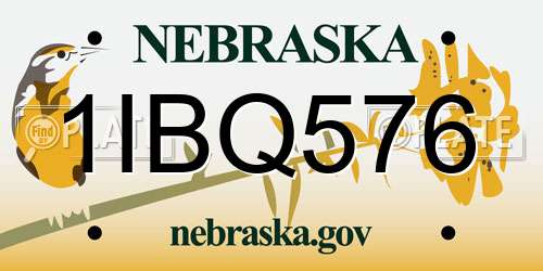 1IBQ576 Nebraska License Plate