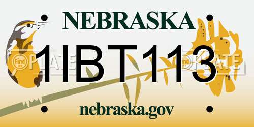 1IBT113 Nebraska License Plate