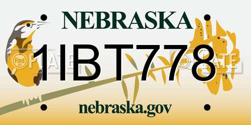 1IBT778 Nebraska License Plate