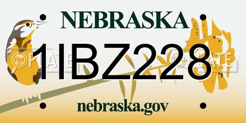 1IBZ228 Nebraska License Plate