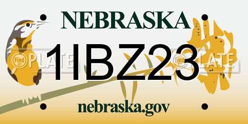 1IBZ23 Nebraska License Plate