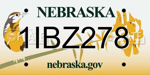 1IBZ278 Nebraska License Plate