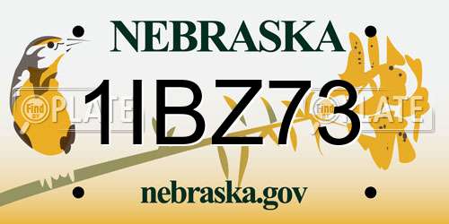 1IBZ73 Nebraska License Plate