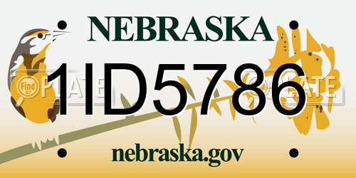 1ID5786 Nebraska License Plate