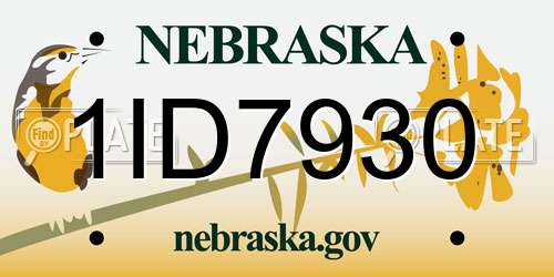 1ID7930 Nebraska License Plate