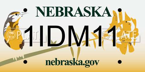 1IDM11 Nebraska License Plate