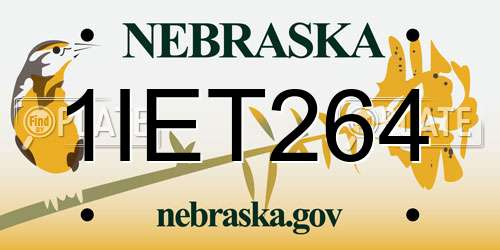 1IET264 Nebraska License Plate