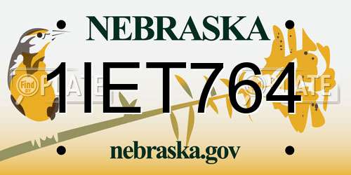 1IET764 Nebraska License Plate