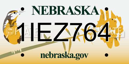 1IEZ764 Nebraska License Plate