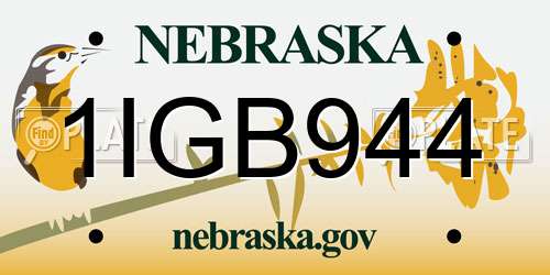1IGB944 Nebraska License Plate