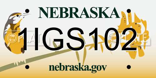 1IGS102 Nebraska License Plate