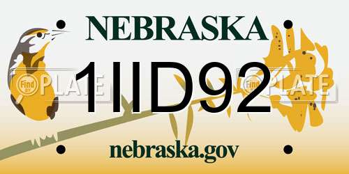 1IID92 Nebraska License Plate