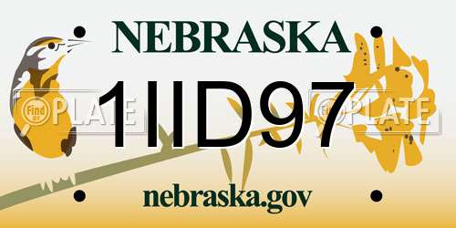 1IID97 Nebraska License Plate