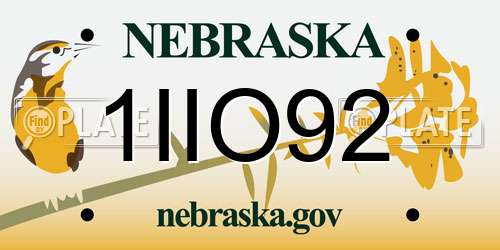 1IIO92 Nebraska License Plate