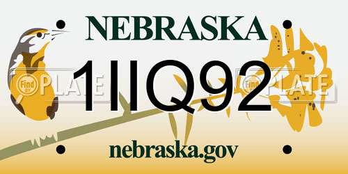 1IIQ92 Nebraska License Plate