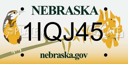 1IQJ45 Nebraska License Plate