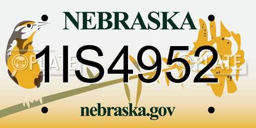 1IS4952 Nebraska License Plate