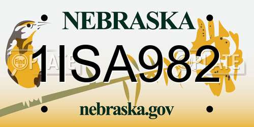 1ISA982 Nebraska License Plate