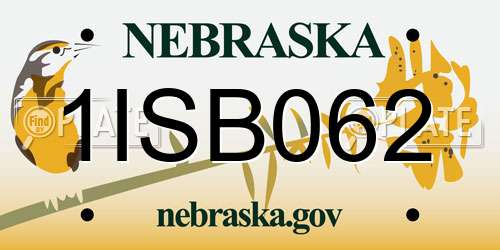 1ISB062 Nebraska License Plate