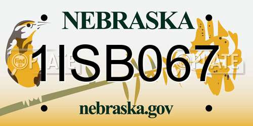 1ISB067 Nebraska License Plate