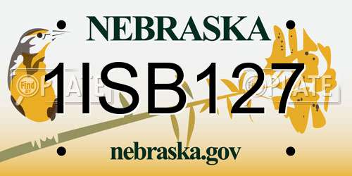 1ISB127 Nebraska License Plate