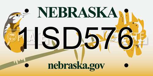 1ISD576 Nebraska License Plate