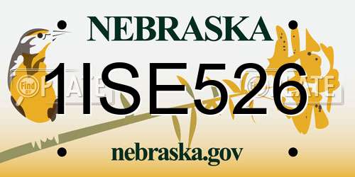 1ISE526 Nebraska License Plate