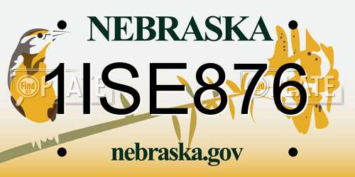 1ISE876 Nebraska License Plate