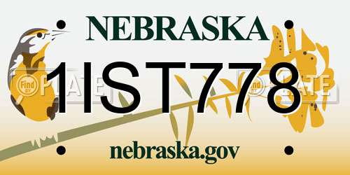 1IST778 Nebraska License Plate