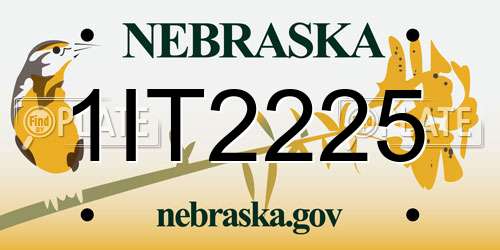 1IT2225 Nebraska License Plate