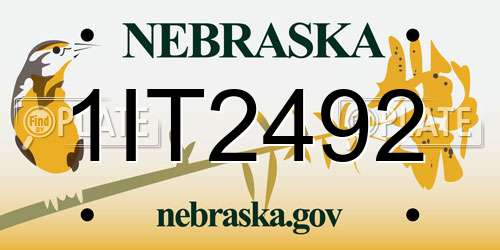 1IT2492 Nebraska License Plate