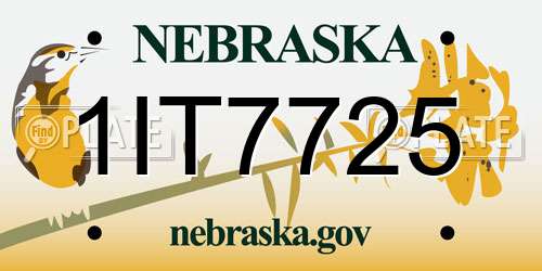 1IT7725 Nebraska License Plate