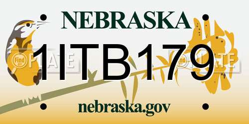 1ITB179 Nebraska License Plate