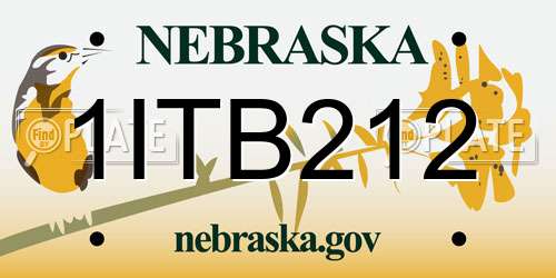 1ITB212 Nebraska License Plate