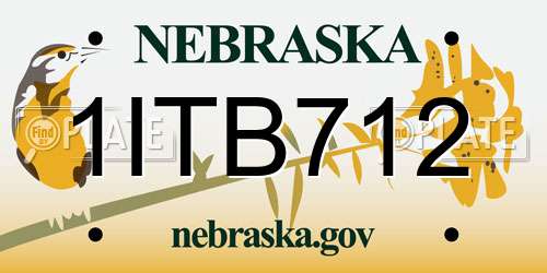 1ITB712 Nebraska License Plate