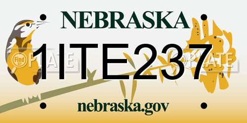 1ITE237 Nebraska License Plate