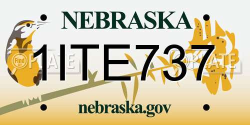 1ITE737 Nebraska License Plate